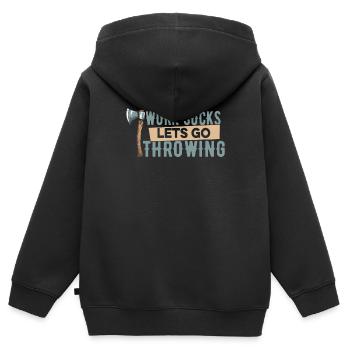 Lancer de hache Lanceur de hache - Sweat Premium à capuche zippé enfant bio - noir - Dos - AI Model Kid Male (0cm)