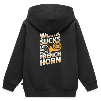 Horn player French Horn - Kids Premium Organic Zip-up Hoodie - black - Back - AI Model Kid Male (0cm)