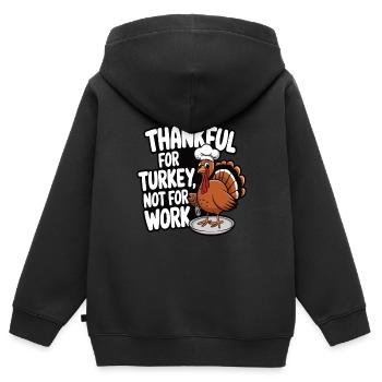 Dinde drôle de Thanksgiving - Sweat Premium à capuche zippé enfant bio - noir - Dos - AI Model Kid Male (0cm)