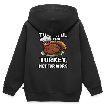 Lustiger Thanksgiving Truthahn - Kinder Premium Organic Zip Hoodie - Schwarz - Hinten - AI Model Kid Male (0cm)