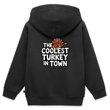 Lustiger Thanksgiving Truthahn - Kinder Premium Organic Zip Hoodie - Schwarz - Hinten - AI Model Kid Male (0cm)