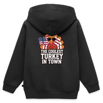 Lustiger Thanksgiving Truthahn - Kinder Premium Organic Zip Hoodie - Schwarz - Hinten - AI Model Kid Male (0cm)