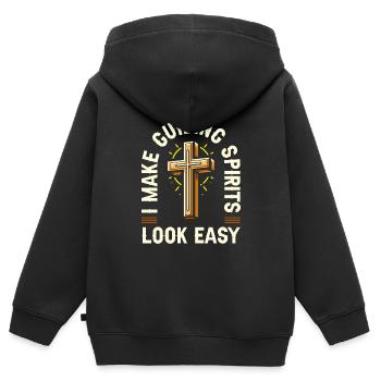 Priest - Kids Premium Organic Zip-up Hoodie - black - Back - AI Model Kid Male (0cm)