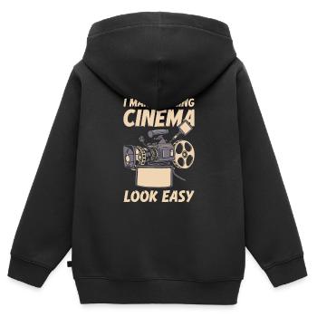 Kameramann - Kinder Premium Organic Zip Hoodie - Schwarz - Hinten - AI Model Kid Male (0cm)
