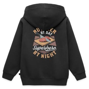 Fleischer Metzger Schlachter - Kinder Premium Organic Zip Hoodie - Schwarz - Hinten - AI Model Kid Male (0cm)