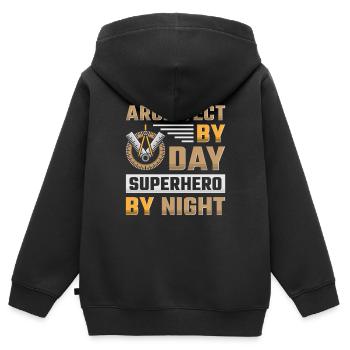 Architecte Architecture - Sweat Premium à capuche zippé enfant bio - noir - Dos - AI Model Kid Male (0cm)