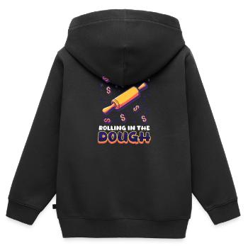 Backen Sie das Rollen im Teig - Kinder Premium Organic Zip Hoodie - Schwarz - Hinten - AI Model Kid Male (0cm)
