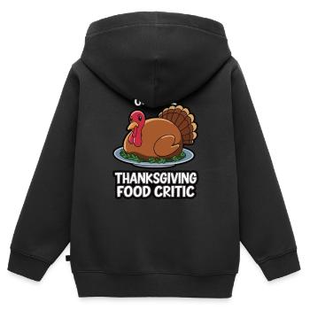 Dinde drôle de Thanksgiving - Sweat Premium à capuche zippé enfant bio - noir - Dos - AI Model Kid Male (0cm)