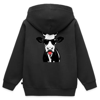 Kuh Rind Vieh Kühe Tier Motiv lustiges Kuh - Kinder Premium Organic Zip Hoodie - Schwarz - Hinten - AI Model Kid Male (0cm)