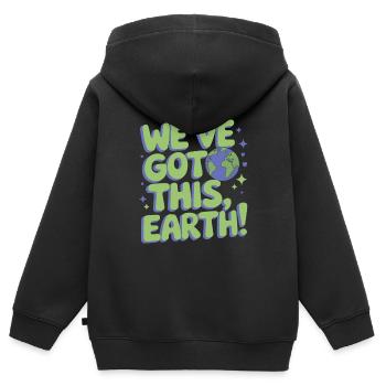 Optimisme climatique, Jour de la Terre, Durabilité - Sweat Premium à capuche zippé enfant bio - noir - Dos - AI Model Kid Male (0cm)