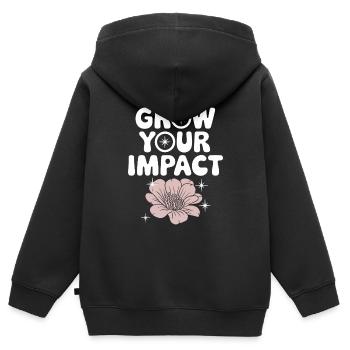 Optimisme climatique, Jour de la Terre, Durabilité - Sweat Premium à capuche zippé enfant bio - noir - Dos - AI Model Kid Male (0cm)