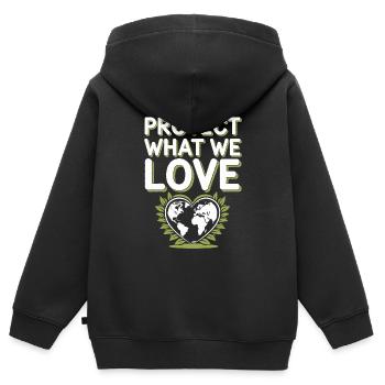 Optimisme climatique, Jour de la Terre, Durabilité - Sweat Premium à capuche zippé enfant bio - noir - Dos - AI Model Kid Male (0cm)