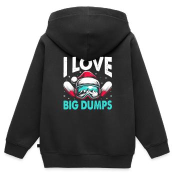 I Love Bid Dumps Skifahrer Skifahren Ski Winter Sport - Kinder Premium Organic Zip Hoodie - Schwarz - Hinten - AI Model Kid Male (0cm)