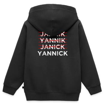 Le nom n’a qu’une seule orthographe correcte : - Sweat Premium à capuche zippé enfant bio - noir - Dos - AI Model Kid Male (0cm)
