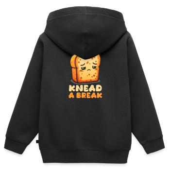 Backen Kneten Eine Pause - Kinder Premium Organic Zip Hoodie - Schwarz - Hinten - AI Model Kid Male (0cm)