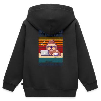 Quelque chose est pourri ici, oh, c’est moi | - Sweat Premium à capuche zippé enfant bio - noir - Dos - AI Model Kid Male (0cm)