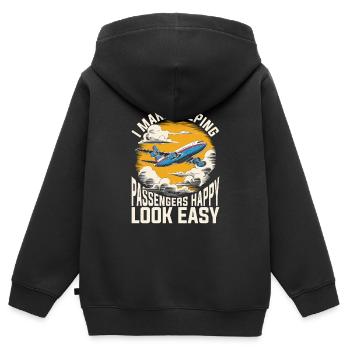 Flugbegleiter Stewardess - Kinder Premium Organic Zip Hoodie - Schwarz - Hinten - AI Model Kid Male (0cm)