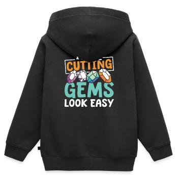 Tailleur de pierres précieuses - Sweat Premium à capuche zippé enfant bio - noir - Dos - AI Model Kid Male (0cm)