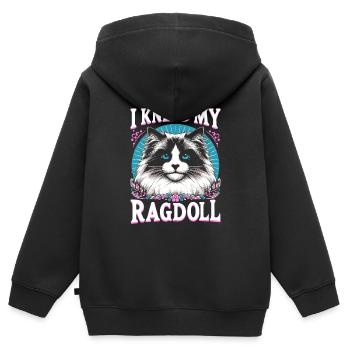 Ich knete meine Ragdoll Ragdolls Katzenliebhaber - Kinder Premium Organic Zip Hoodie - Schwarz - Hinten - AI Model Kid Male (0cm)