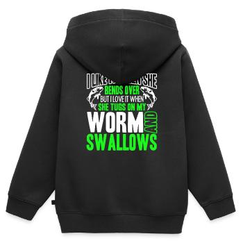 Fishing I Like It When She Bends Over - Kids Premium Organic Zip-up Hoodie - black - Back - AI Model Kid Male (0cm)