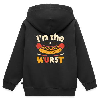 I'm The Wurst 5 - Kinder Premium Organic Zip Hoodie - Schwarz - Hinten - AI Model Kid Male (0cm)