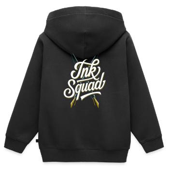 Calligraphe Kader - Sweat Premium à capuche zippé enfant bio - noir - Dos - AI Model Kid Male (0cm)
