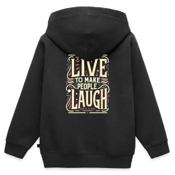 Live To Make People Laugh 10 - Kinder Premium Organic Zip Hoodie - Schwarz - Hinten - AI Model Kid Male (0cm)