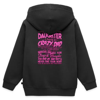Je suis une fille chanceuse, j’ai un papa fou - Sweat Premium à capuche zippé enfant bio - noir - Dos - AI Model Kid Male (0cm)