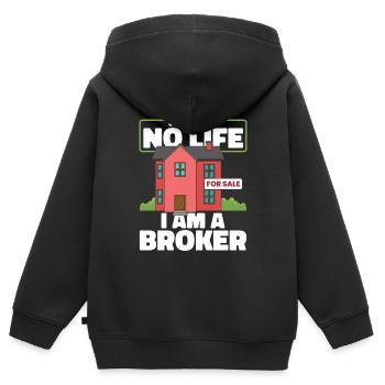 Makler - Kinder Premium Organic Zip Hoodie - Schwarz - Hinten - AI Model Kid Male (0cm)