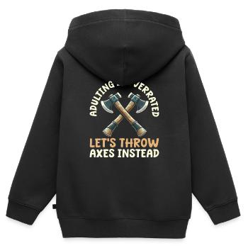 Lancer de hache Lanceur de hache - Sweat Premium à capuche zippé enfant bio - noir - Dos - AI Model Kid Male (0cm)