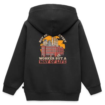 Ouvrier - Sweat Premium à capuche zippé enfant bio - noir - Dos - AI Model Kid Male (0cm)