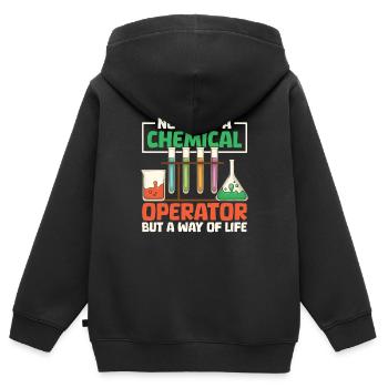 Opérateurs chimiques - Sweat Premium à capuche zippé enfant bio - noir - Dos - AI Model Kid Male (0cm)