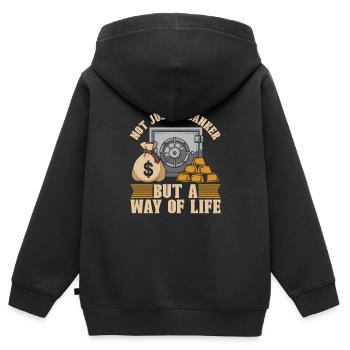 Banker - Kinder Premium Organic Zip Hoodie - Schwarz - Hinten - AI Model Kid Male (0cm)