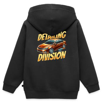 Équipe d’esthétique automobile - Sweat Premium à capuche zippé enfant bio - noir - Dos - AI Model Kid Male (0cm)