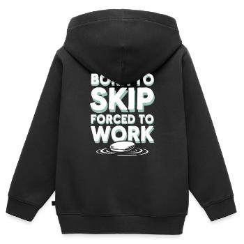 Saut de pierre, saut de pierre, pierre de loisir en plein air - Sweat Premium à capuche zippé enfant bio - noir - Dos - AI Model Kid Male (0cm)