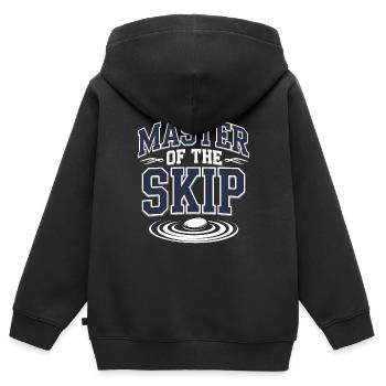 Saut de pierre, saut de pierre, pierre de loisir en plein air - Sweat Premium à capuche zippé enfant bio - noir - Dos - AI Model Kid Male (0cm)