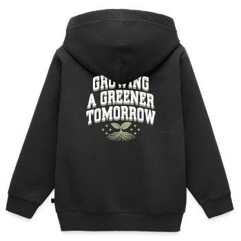 Optimisme climatique, Jour de la Terre, Durabilité - Sweat Premium à capuche zippé enfant bio - noir - Dos - AI Model Kid Male (0cm)