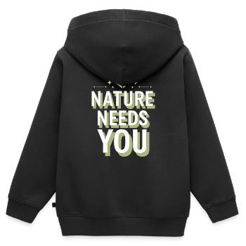 Optimisme climatique, Jour de la Terre, Durabilité - Sweat Premium à capuche zippé enfant bio - noir - Dos - AI Model Kid Male (0cm)