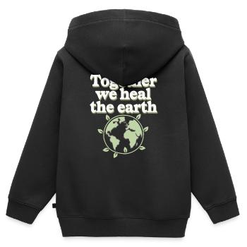 Optimisme climatique, Jour de la Terre, Durabilité - Sweat Premium à capuche zippé enfant bio - noir - Dos - AI Model Kid Male (0cm)