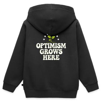 Optimisme climatique, Jour de la Terre, Durabilité - Sweat Premium à capuche zippé enfant bio - noir - Dos - AI Model Kid Male (0cm)