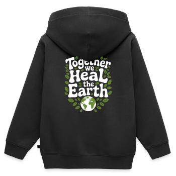 Optimisme climatique, Jour de la Terre, Durabilité - Sweat Premium à capuche zippé enfant bio - noir - Dos - AI Model Kid Male (0cm)