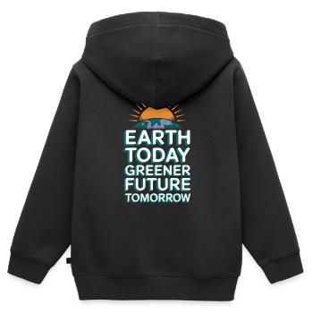 Optimisme climatique, Jour de la Terre, Durabilité - Sweat Premium à capuche zippé enfant bio - noir - Dos - AI Model Kid Male (0cm)