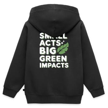 Optimisme climatique, Jour de la Terre, Durabilité - Sweat Premium à capuche zippé enfant bio - noir - Dos - AI Model Kid Male (0cm)