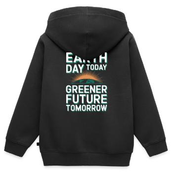 Optimisme climatique, Jour de la Terre, Durabilité - Sweat Premium à capuche zippé enfant bio - noir - Dos - AI Model Kid Male (0cm)