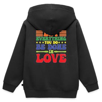 Let Everything You Do Be Done In Love 5 - Kinder Premium Organic Zip Hoodie - Schwarz - Hinten - AI Model Kid Male (0cm)