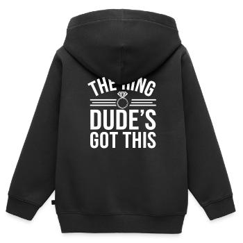 Ring Dude Hochzeitszeremonie Ring Guy - Kinder Premium Organic Zip Hoodie - Schwarz - Hinten - AI Model Kid Male (0cm)