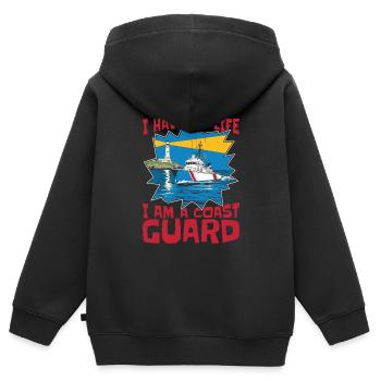Coastguard - Kids Premium Organic Zip-up Hoodie - black - Back - AI Model Kid Male (0cm)