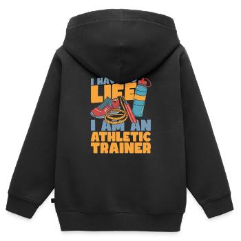 Trainer - Kinder Premium Organic Zip Hoodie - Schwarz - Hinten - AI Model Kid Male (0cm)