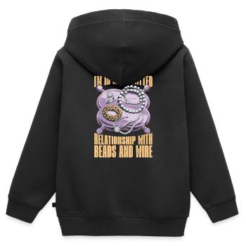 Fabrication de bijoux - Sweat Premium à capuche zippé enfant bio - noir - Dos - AI Model Kid Male (0cm)