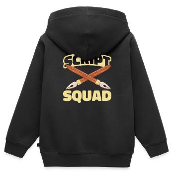 Équipe de calligraphie - Sweat Premium à capuche zippé enfant bio - noir - Dos - AI Model Kid Male (0cm)